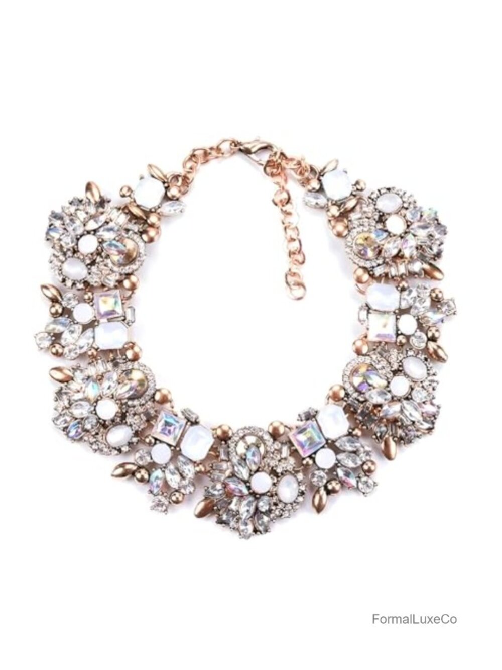 Large Rhinestone Bib Necklace Chunky Collar Statement Jewelry